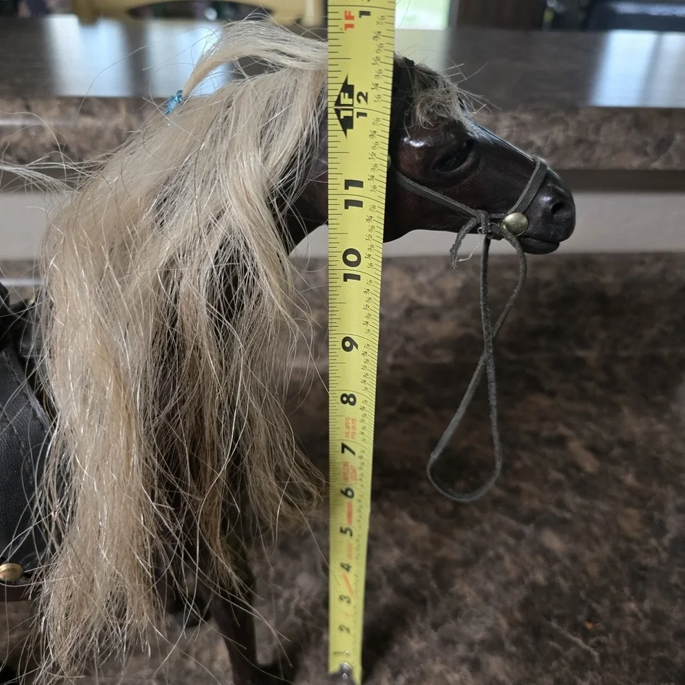 Vintage Leather Wrapped Horse‎ Figurine Real Horsehair Mane Tail Western...